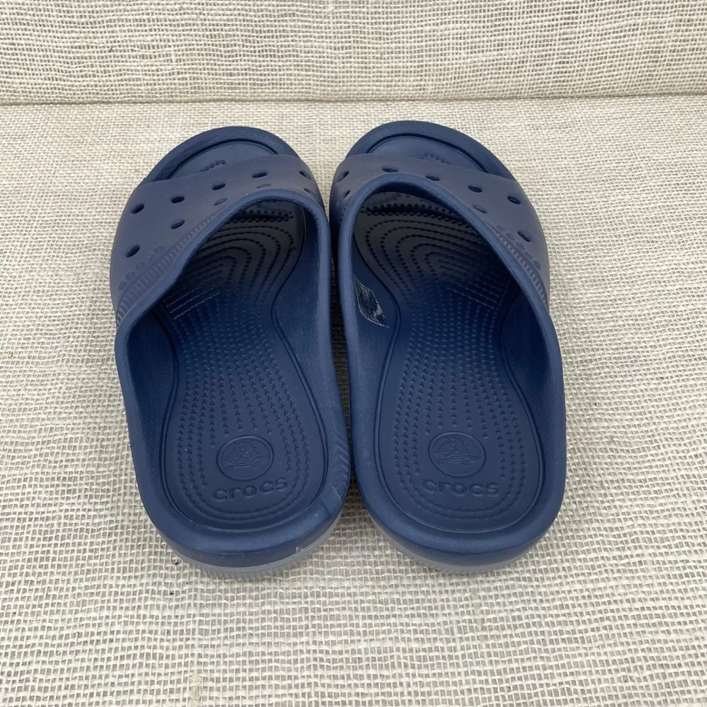 Crocs Classic Slide Navy Blue Grey Mens 9 Womens 11 Sandals 12030